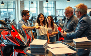 Imagem de motos disponíveis para financiamento com parcelas acessíveis.