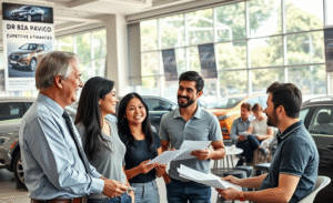 Imagem de carros e instituições financeiras destacadas para financiamento veicular.
