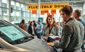 Imagem de um carro com foco no financiamento com entrada flexível.